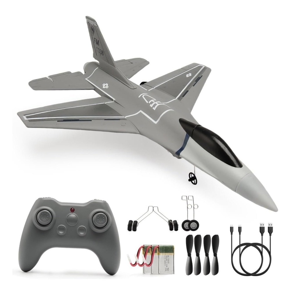 Jaming RC Jet Airplane 2.4GHz 3CH F16 Glider Foam Gray LED Lights Batteries